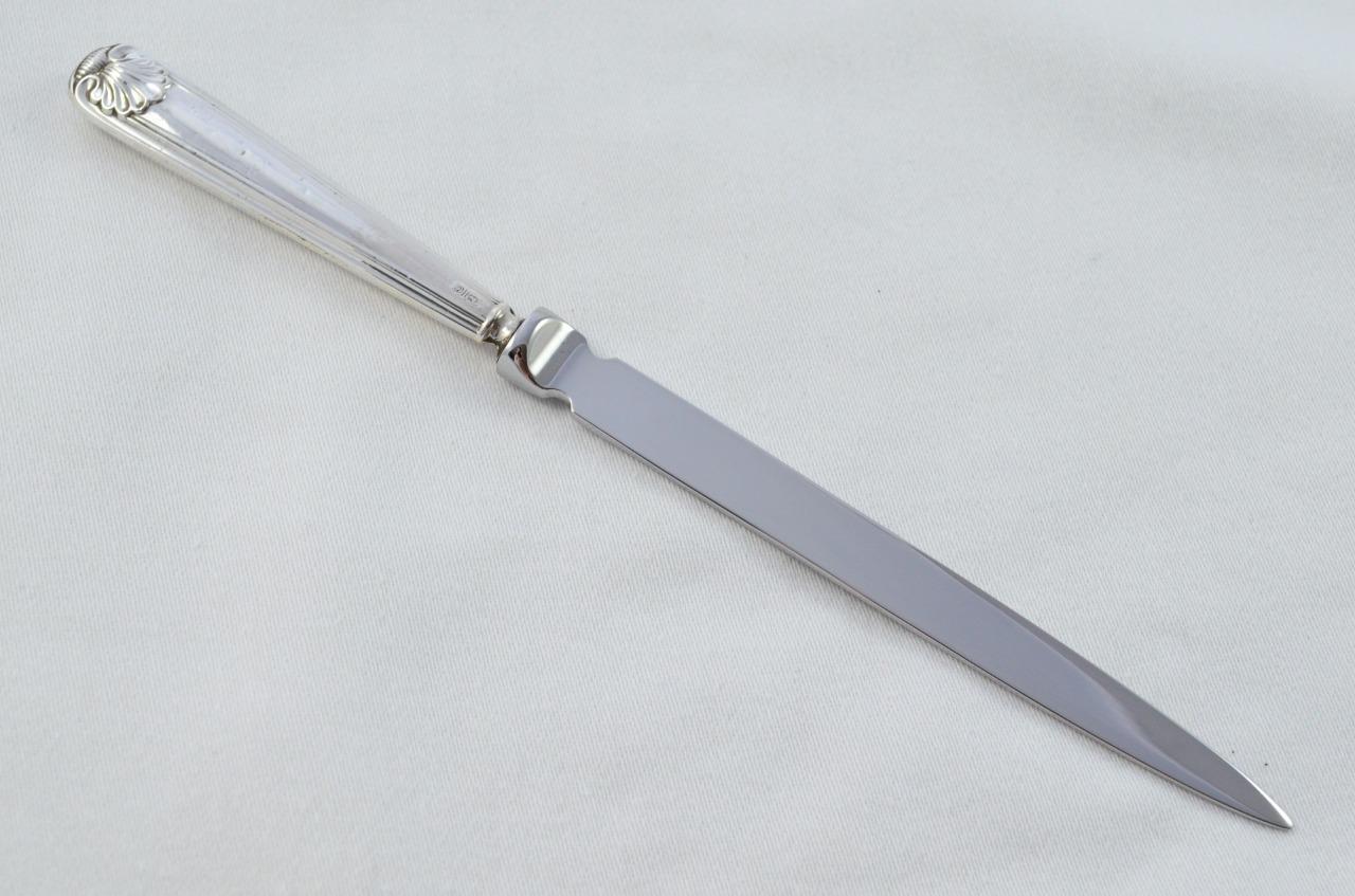 Sheffield Sterling Silver Handled Letter Opener Thread & Shell Pattern 1920