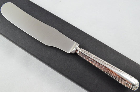 Cased Sheffield Sterling Silver Handled Butter Knife Reed & Ribbon Pattern 1919