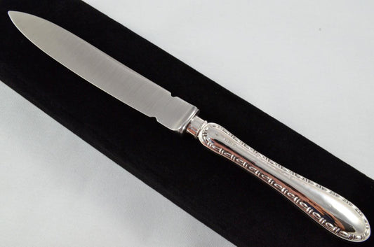 Cased Sheffield Sterling Silver Handled Letter Opener Chippendale Pattern 1911
