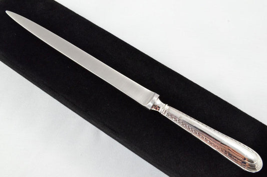 Cased Sheffield Sterling Silver Handled Letter Opener Feather Edge Pattern 1928